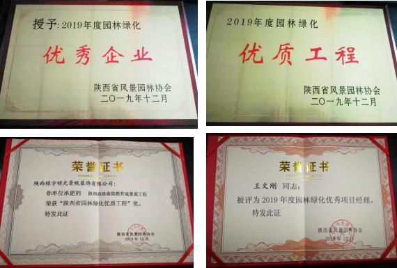 喜訊！綠宇公司榮獲省級“2019年度園林綠化優(yōu)秀企業(yè)”等三項榮譽