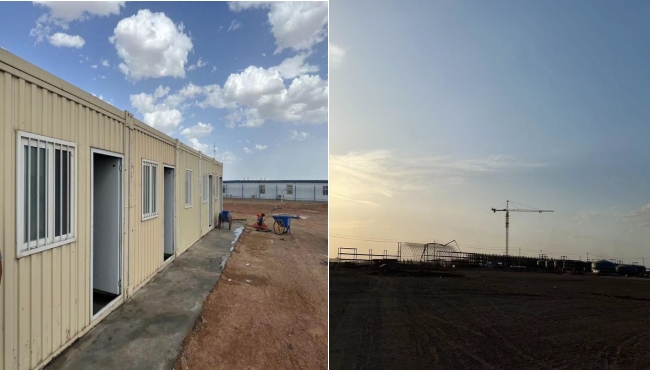 萬(wàn)頃黃沙映壯志，樓閣巍巍矗風(fēng)沙