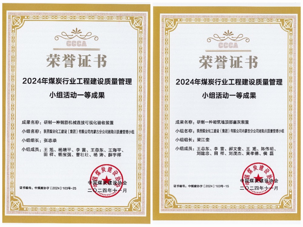 陜煤建設內蒙古分公司：中煤建協(xié)QC成果再創(chuàng)佳績